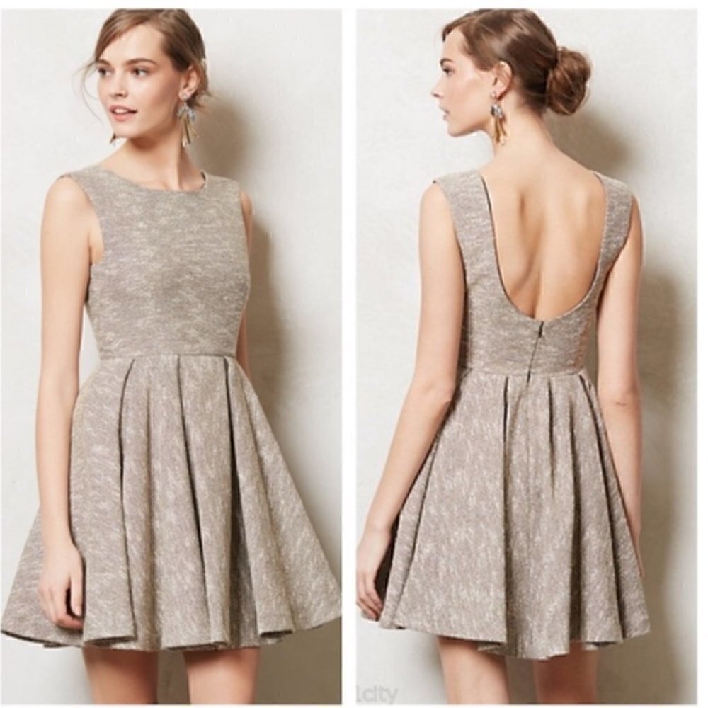 Anthropologie Paper Crown Shimmered Tweed Dress Size S